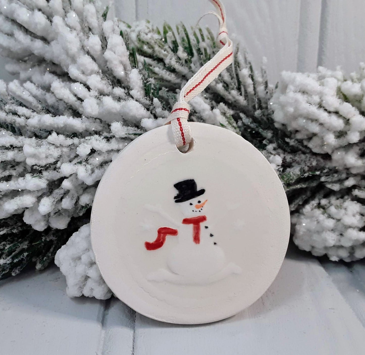 Handmade Christmas tree snowman decoration