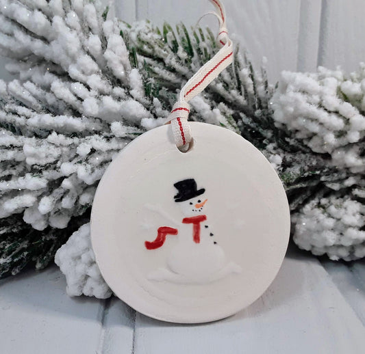 Handmade Christmas tree snowman decoration 