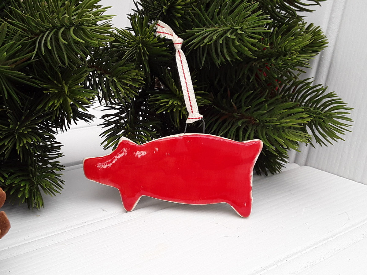Scandinavian Red piggy - Christmas tree decoration