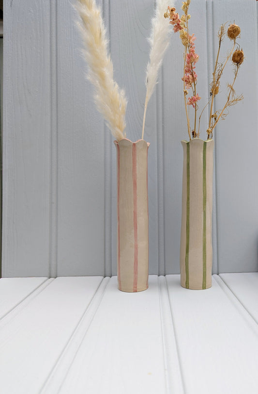 Tall Sea Lavender vase in pink and sage