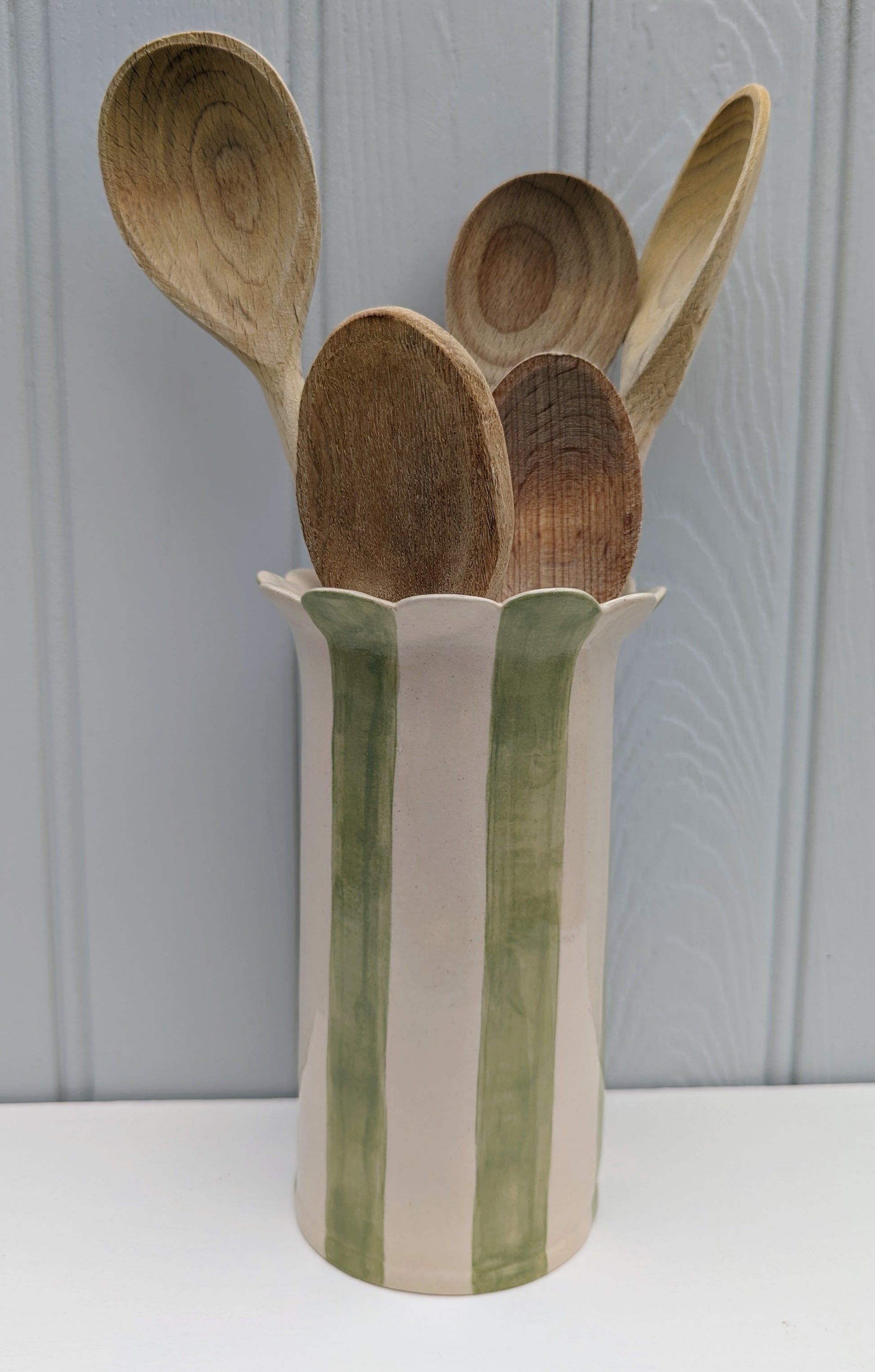 Sea Bramble Ceramics - Handmade kitchen utensil holder, in Sage.