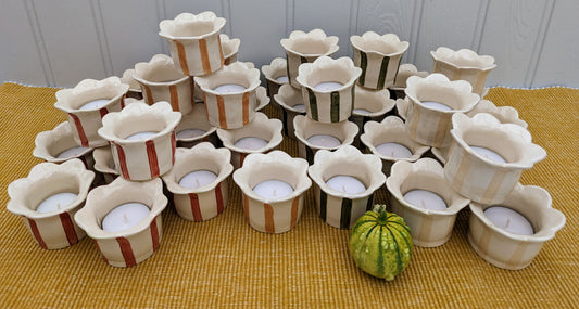 Autumnal coloured Daisy tealight holders