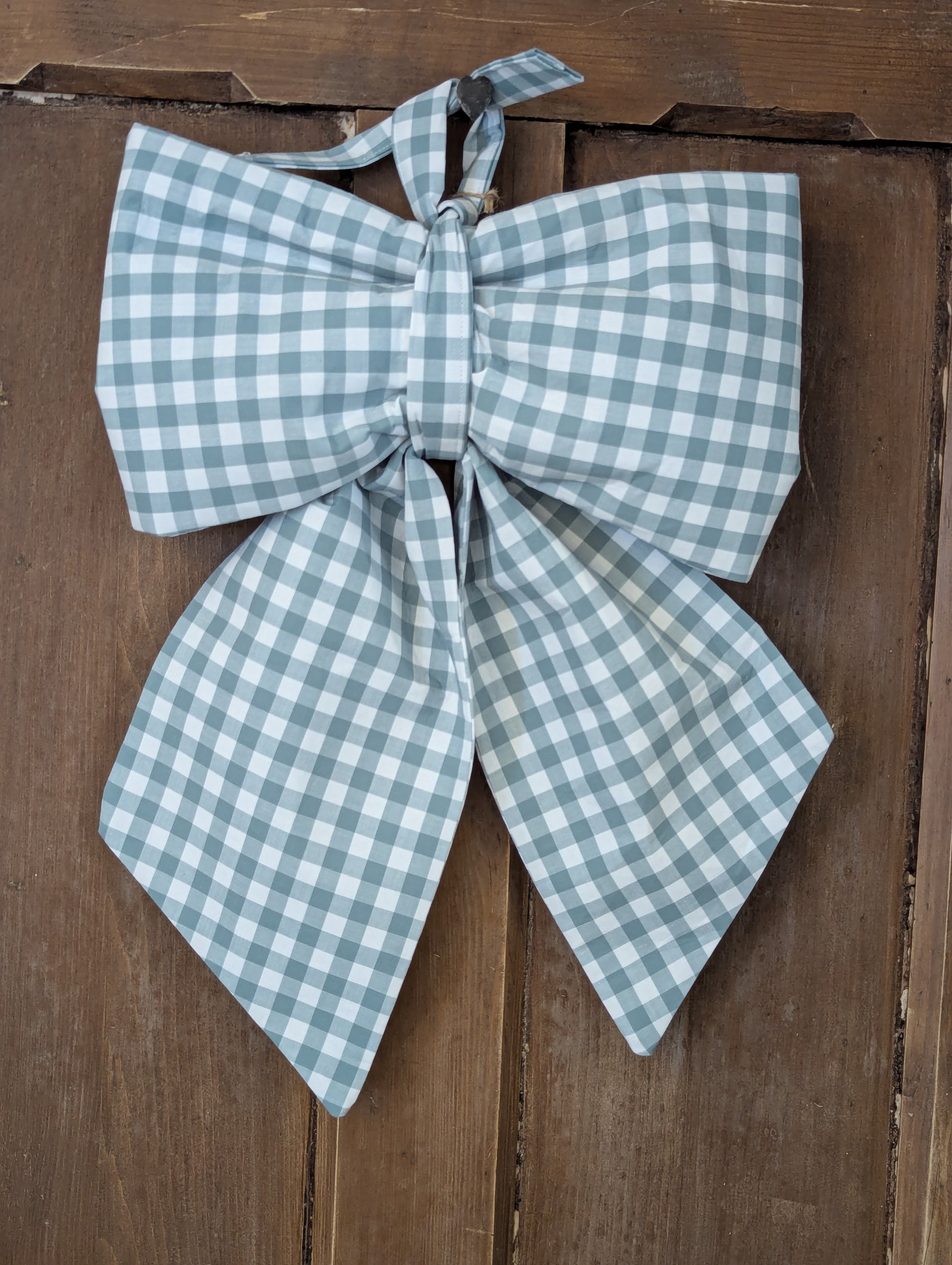 Sea green gingham bow