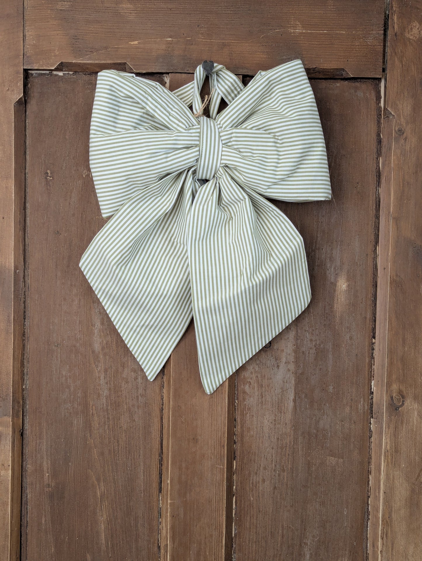 Sage green stripe bow