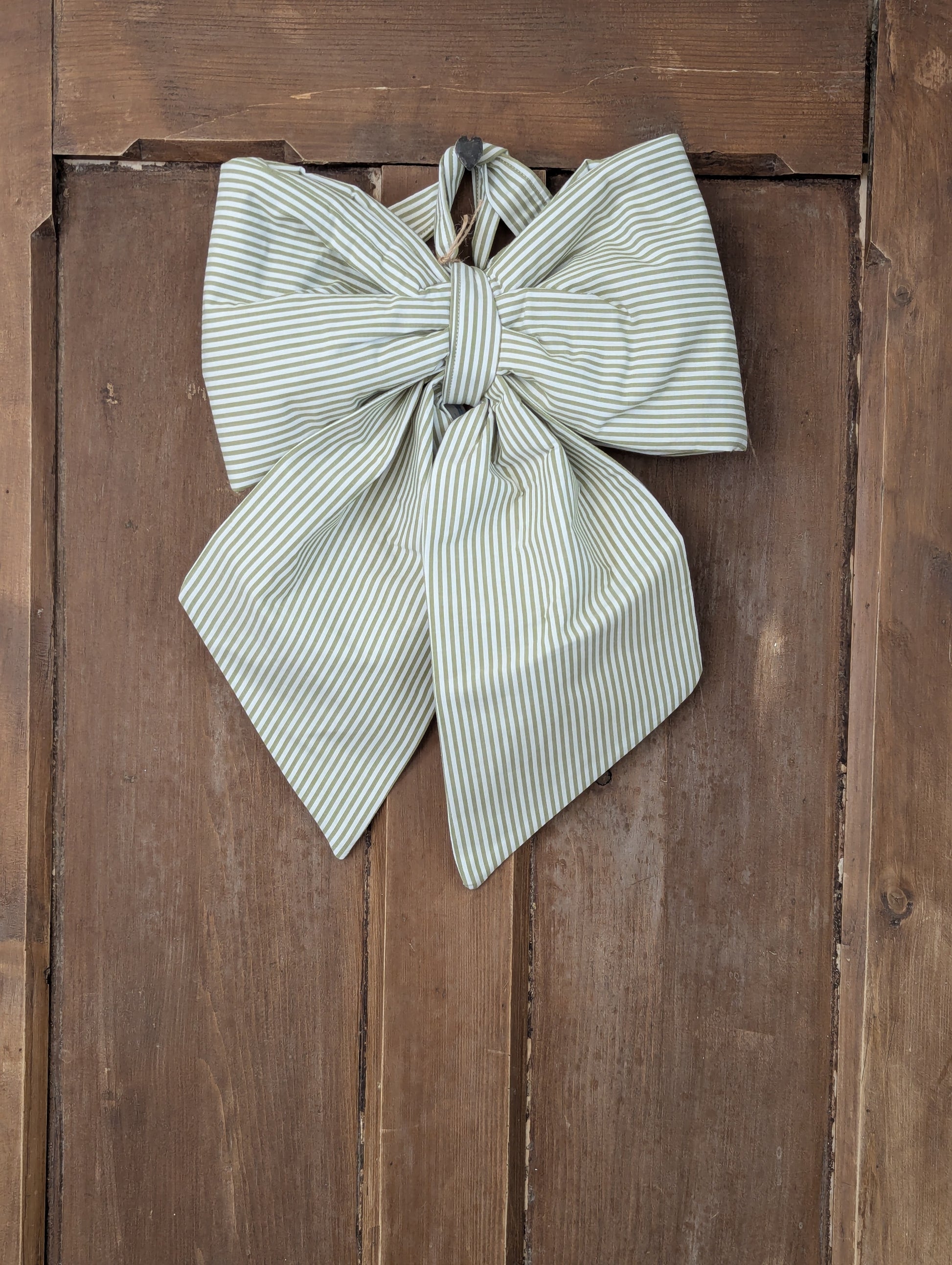 Sage green stripe bow