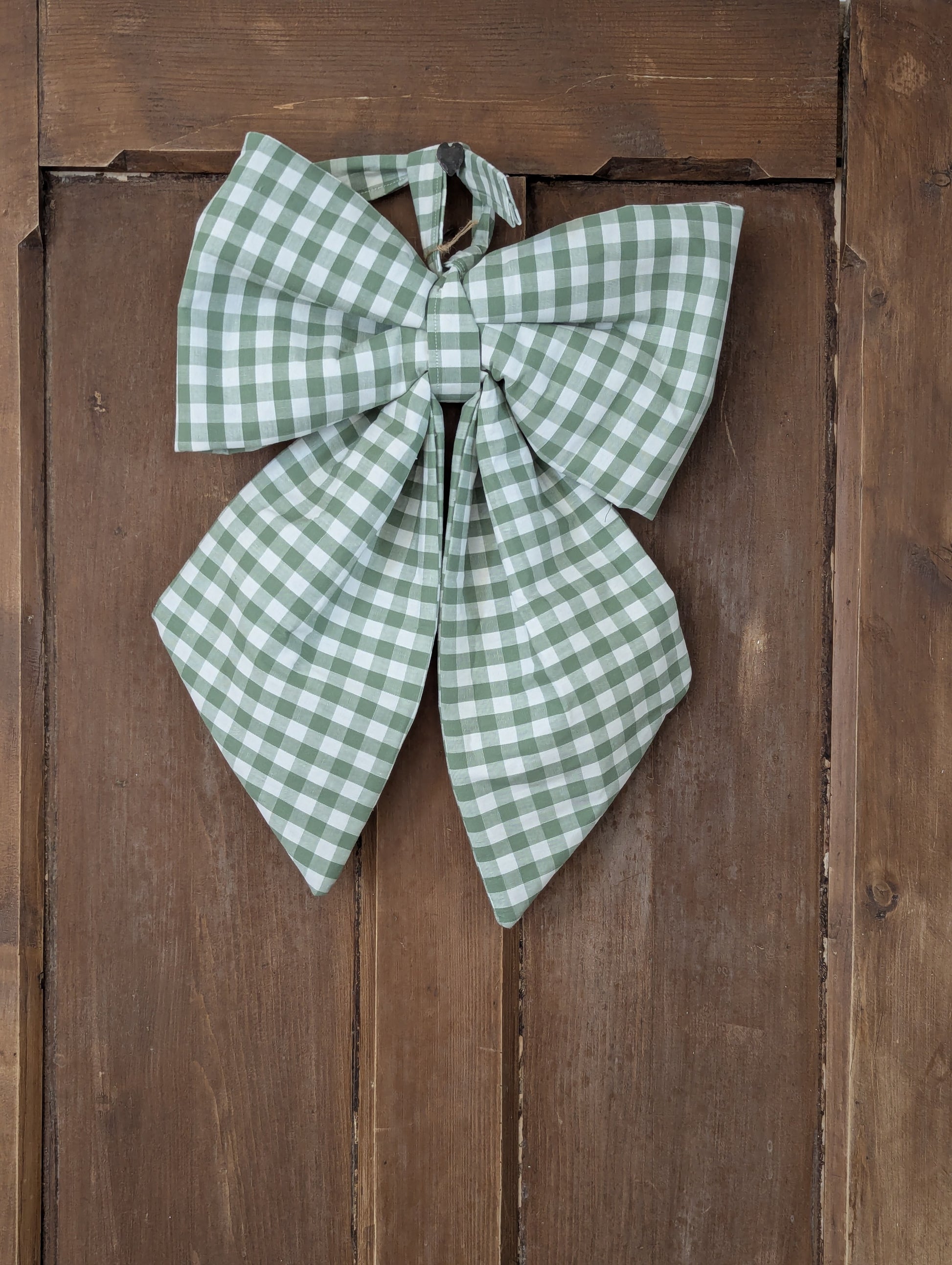 Sage green gingham bow